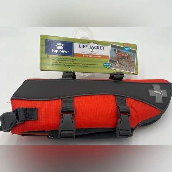 Top Paw Dog Life Jacket Flotation Device Water Safety Orange NWT - Picture 4 of 5